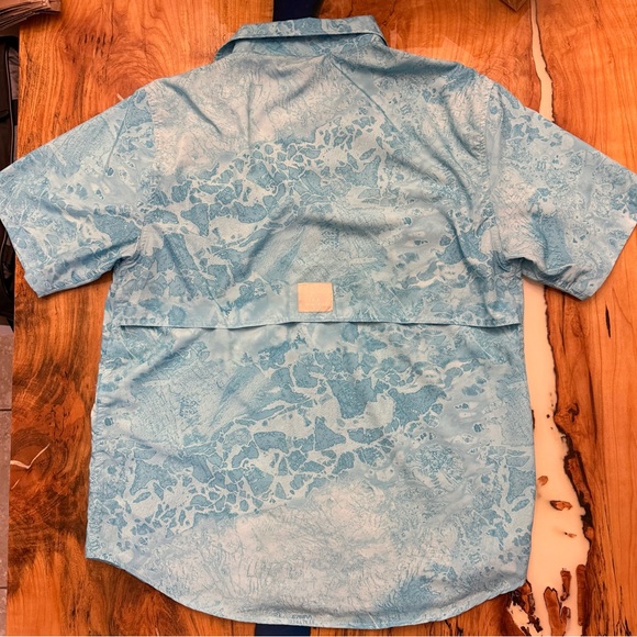 Realtree Fishing Ocean + Coast Blue Camo Performance Fishing Shirt Mens L - Picture 9 of 12